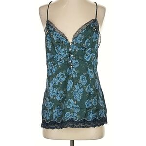 Intimately by FREE PEOPLE Lace Trim Floral Camisole in Blue and Green NWT